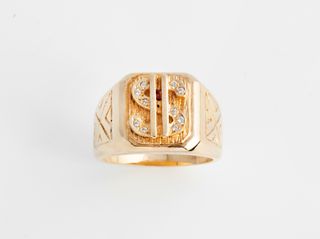 sello oro 18k con piedra con circonita