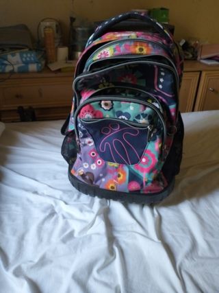 Mochila escolar con ruedas multicolor