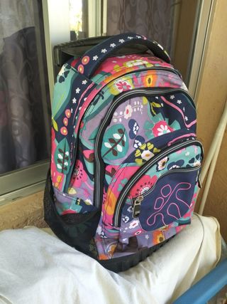 Mochila escolar con ruedas multicolor