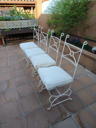 4 sillas jardín hierro blanco