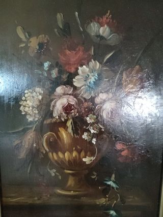 Cuadro flores - marco dorado