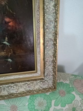 Cuadro flores - marco dorado