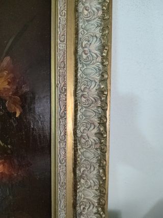 Cuadro flores - marco dorado