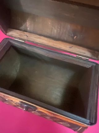 Caja cofre vintage madera mimbre