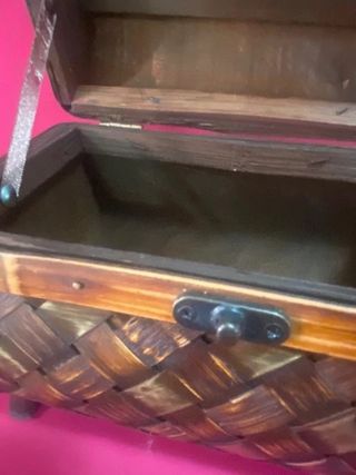 Caja cofre vintage madera mimbre