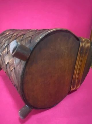 Caja cofre vintage madera mimbre