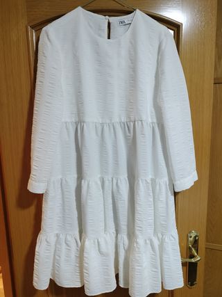 Vestido Zara blanco manga francesa