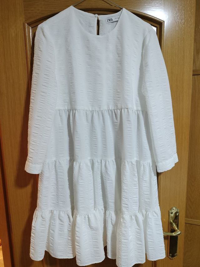 Vestido Zara blanco manga francesa
