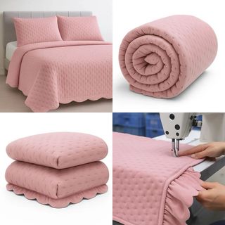 Colcha Bouti con volante rosa