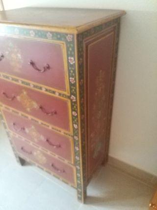 Cómoda 4 cajones madera - Rojo