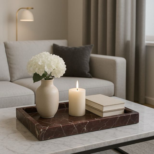 Bandeja de Mármol Rosso Decoración