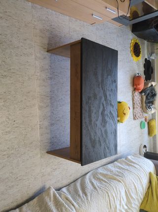 Mesa centro elevable marrón-negra