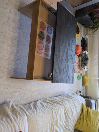 Mesa centro elevable marrón-negra