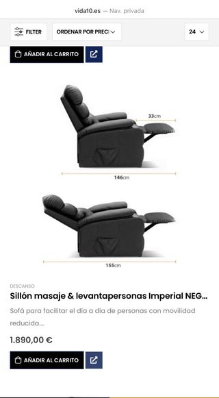 Sillon masaje y LEVANTAPERSONAS Imperial VIDA 10