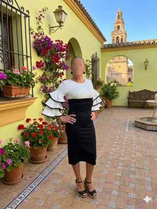 Vestido fiesta blanco&negro