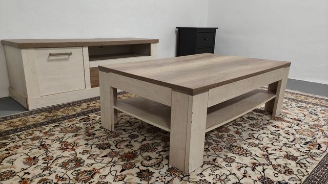 Mesa centro y mueble TV - Madera blanco/marrón