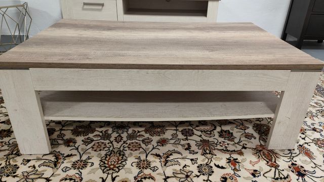 Mesa centro y mueble TV - Madera blanco/marrón