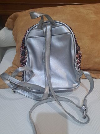 Mochila niña lentejuelas rosa-plata