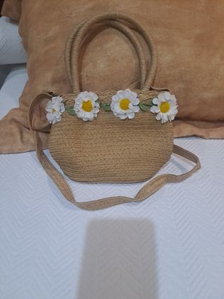 Bolso paja niña beige