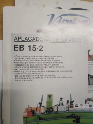 Encoladora cantos Virutex y 400mts de preencolado