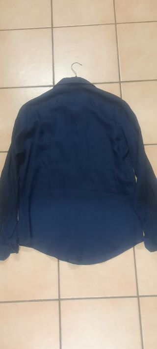 Camicia Blu Studio lino uomo