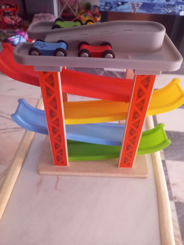 Montessori Pista coches madera - 4 coches