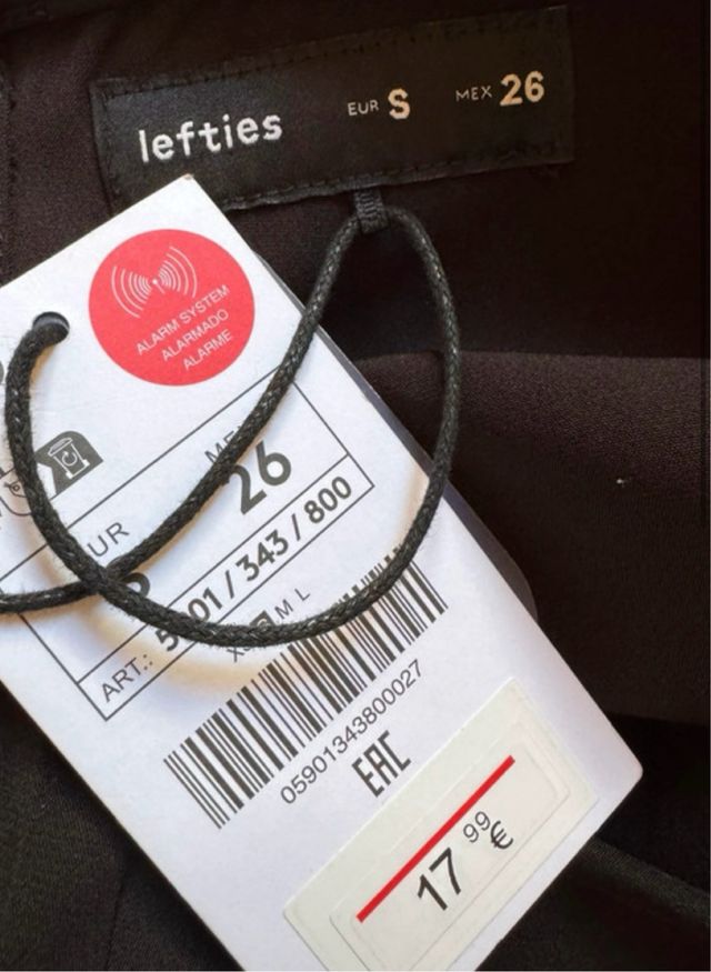 Top Lefties negro plumas talla S