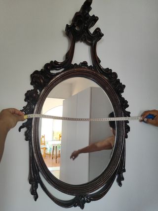 Espejo antiguo ovalado madera