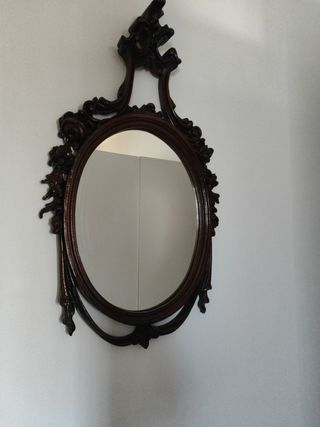 Espejo antiguo ovalado madera