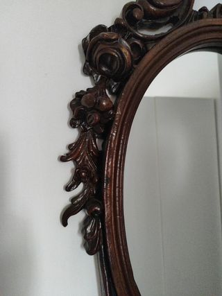 Espejo antiguo ovalado madera