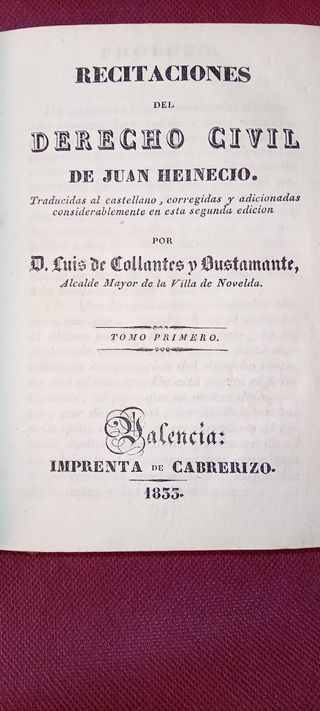 LIBRO ANTIGUO RECITACIONES JUAN HEINECIO 1833