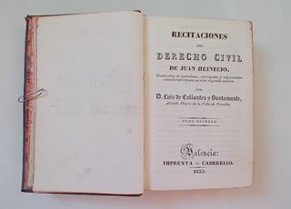 LIBRO ANTIGUO RECITACIONES JUAN HEINECIO 1833