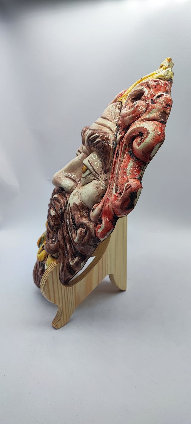 Maschera Dionisio Ceramica Caltagirone 32cm 