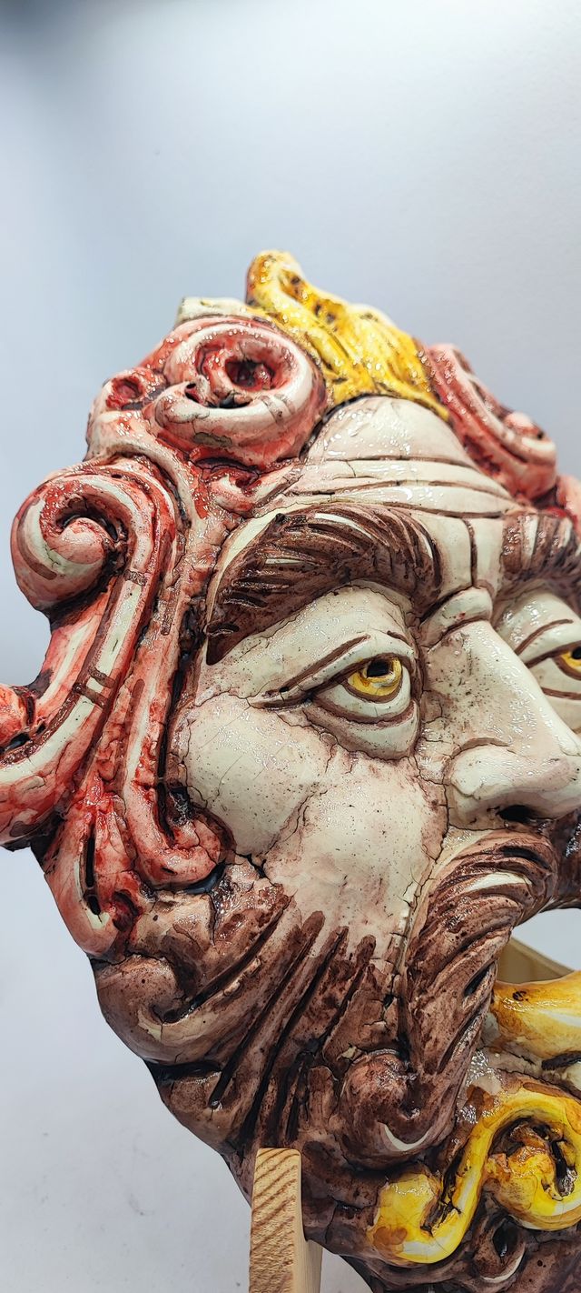 Maschera Dionisio Ceramica Caltagirone 32cm 
