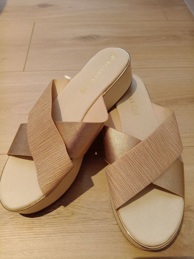 Sandalias doradas mujer talla 40