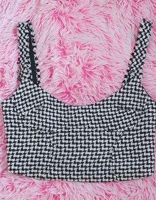 Top corto Zara blanco y negro S