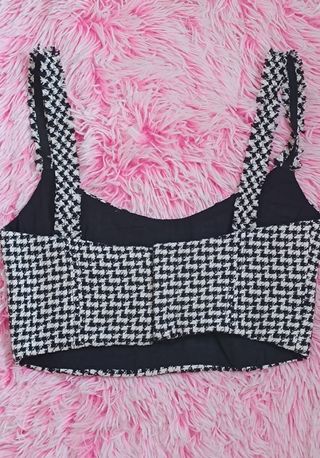 Top corto Zara blanco y negro S