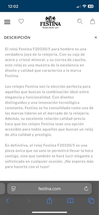 Festina F20330 Cronógrafo - Reloj deportivo