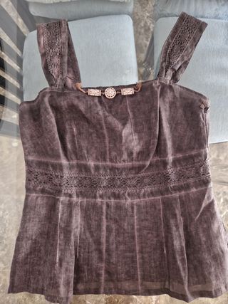 Blusa tirantes marrón chocolate