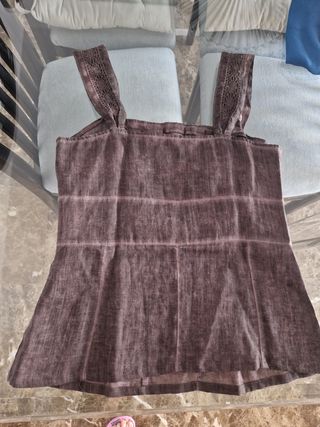 Blusa tirantes marrón chocolate