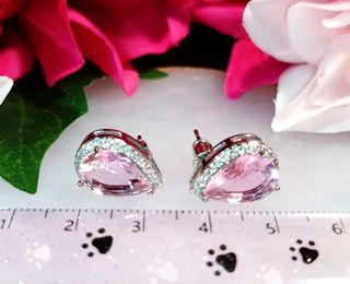 Pendientes circonitas rosa pera