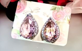 Pendientes circonitas rosa pera