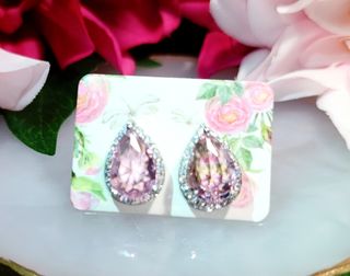 Pendientes circonitas rosa pera