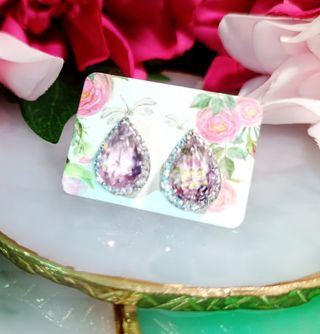 Pendientes circonitas rosa pera