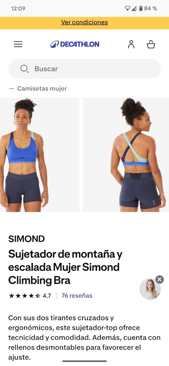 Top deportivo Simond XS azul
