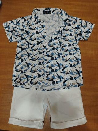 Completo bimbo estivo: camicia e shorts