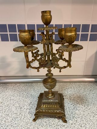Candelabro bronce 5 brazos, antiguos 