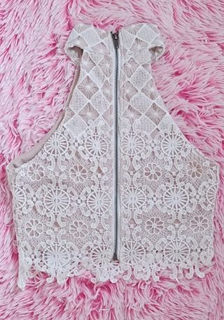 Top Blanco encaje XS-34