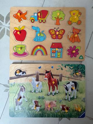 2 Puzzles Madera Bebés 18-36 Meses