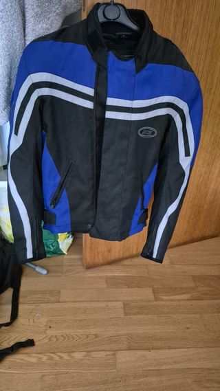 Cazadora moto deportiva azul-negra